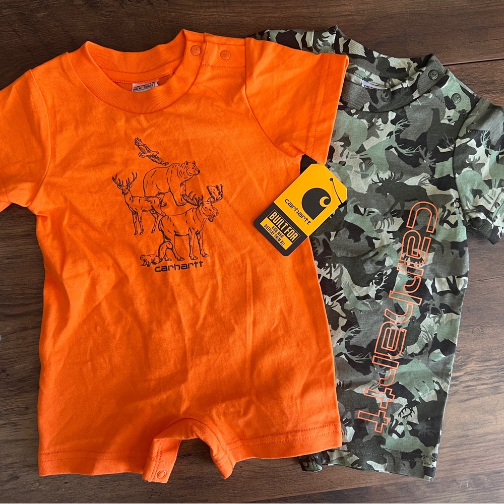 Carhartt Romper 3 month 2-Piece Set with Logo Detail NWT